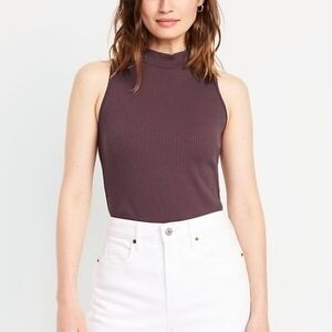 Old Navy Ribbed Mock Neck Tank Top - Dark Purple